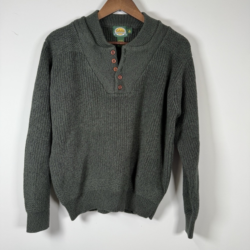 Women's Cabela's Knit Sweater‎ Warm Green Size Medium Cotton